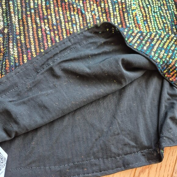 ICON Drop Shoulder Sequin Mesh Crop Blouse L Holiday Outfit - Picture 10 of 16